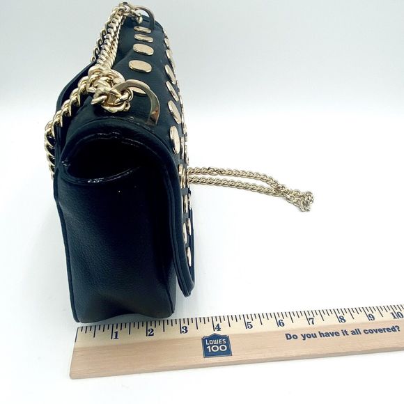 Victorias Secret Small Purse Black Gold Dot Stud Chain Crossbody Shoulder Purse - Picture 10 of 12
